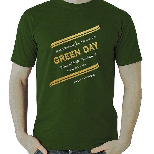 Camiseta whisky green label Green Day masculino para adulto com mangas curtas na cor verde musgo premium