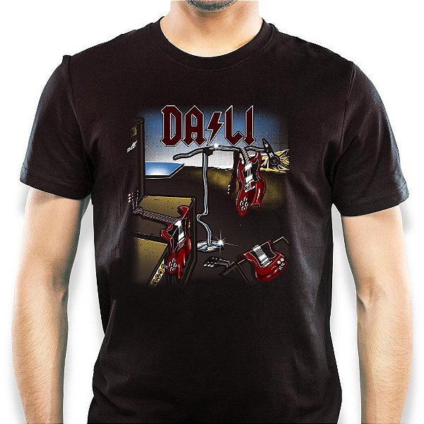 Camiseta rock AC/DC Salvador DALI tamanho adulto com mangas curtas