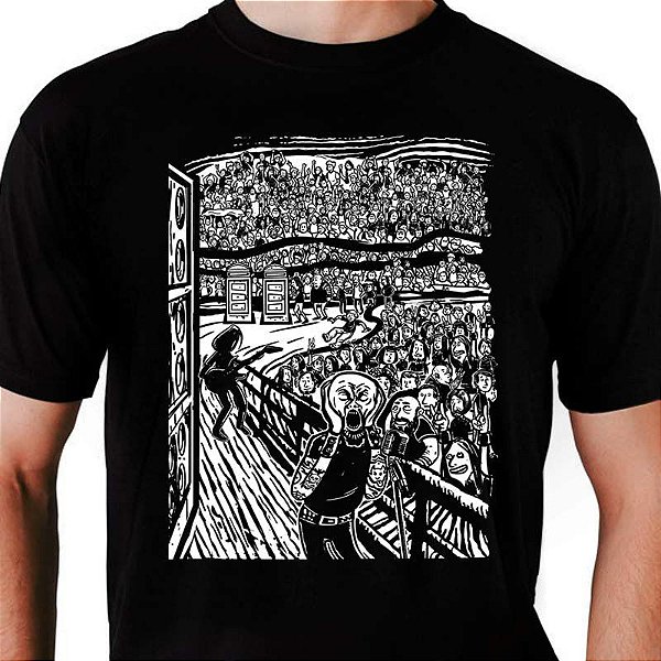 Camiseta rock O Grito do Rock PB tamanho adulto com mangas curtas na cor preto