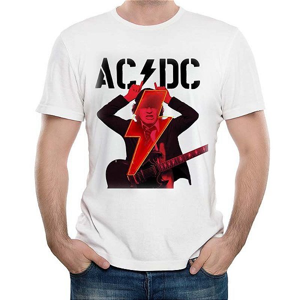 Camiseta AC/DC Powerup tamanho adulto na cor branca Classics