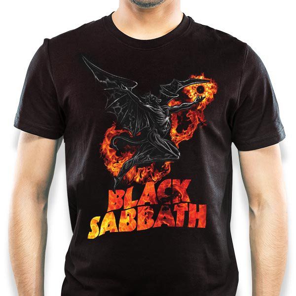 Camiseta Black Sabbath Black Angel tamanho adulto na cor preta Classics