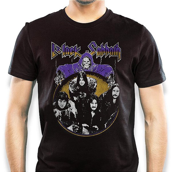 Camiseta Black Sabbath Death Friendship tamanho adulto na cor preta Classics