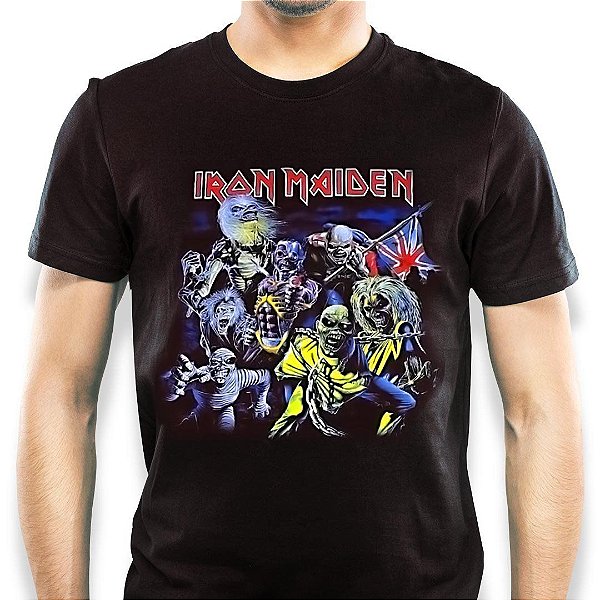 Camiseta rock Death Metal tamanho adulto com mangas curtas na cor preta  Premium
