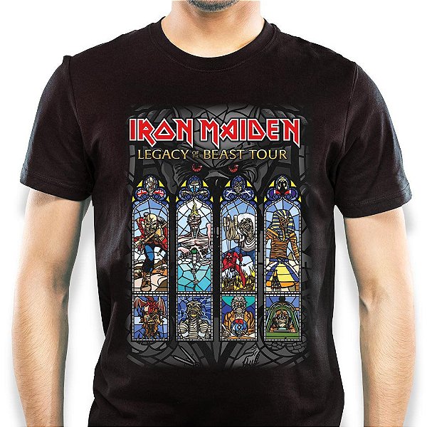 Camiseta Iron Maiden Legacy Of The Beast Tour tamanho adulto na cor preta Classics