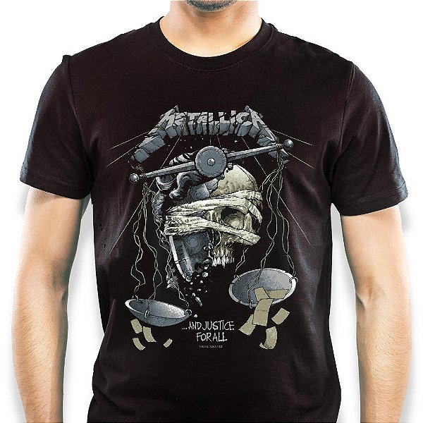 Camiseta Metallica Justice Luke tamanho adulto na cor preta classics