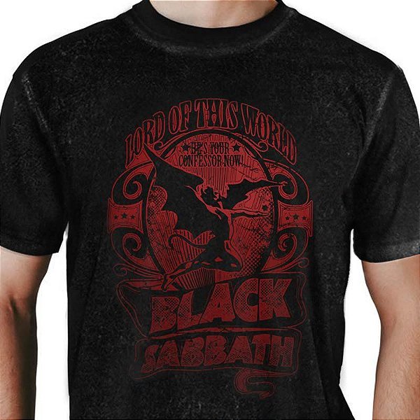 Camiseta rock Black Sabbath Lord of This World Estonada tamanho adulto com mangas curtas na cor preta Classics