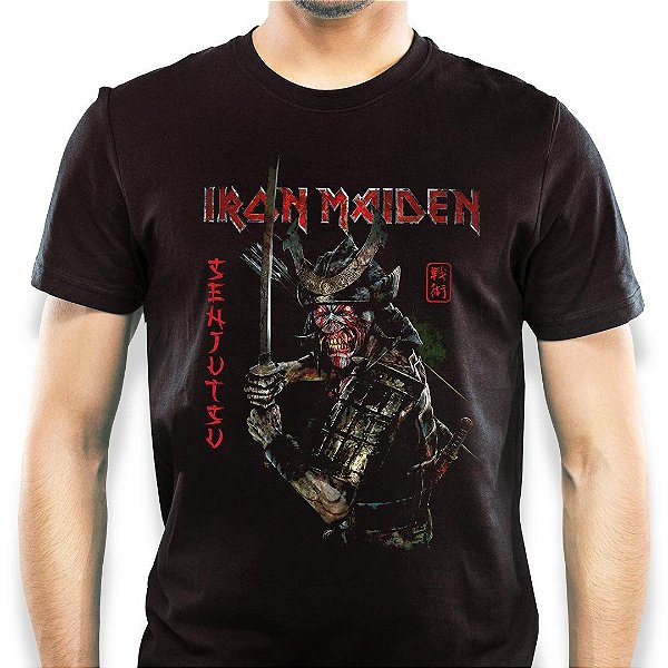 Camiseta rock Iron Maiden Senjutsu Album masculina tamanho adulto com mangas curtas na cor preta Classics