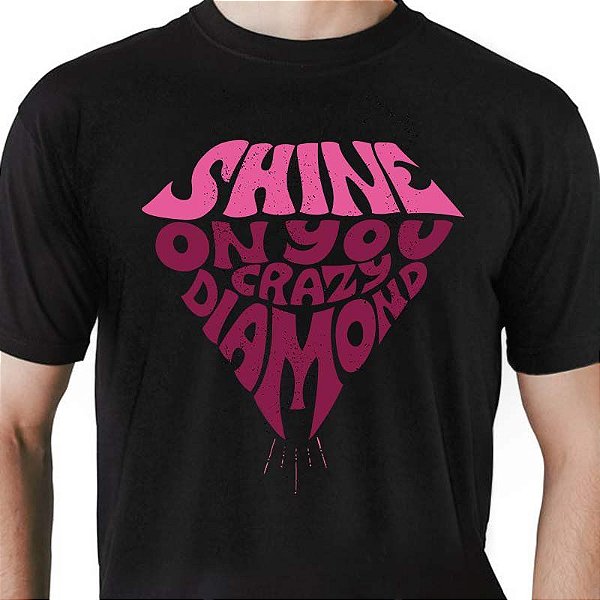 Camiseta rock Shine On You Crazy Diamond com mangas curtas na cor preta