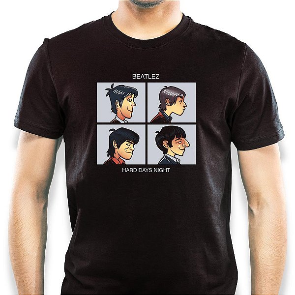 camiseta Beatlez Gorillaz de mangas curtas