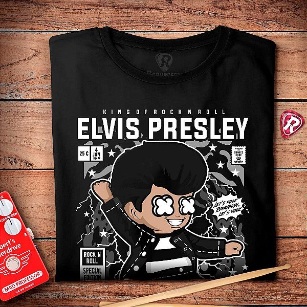 Camiseta Elvis Unissex Infantil Preta
