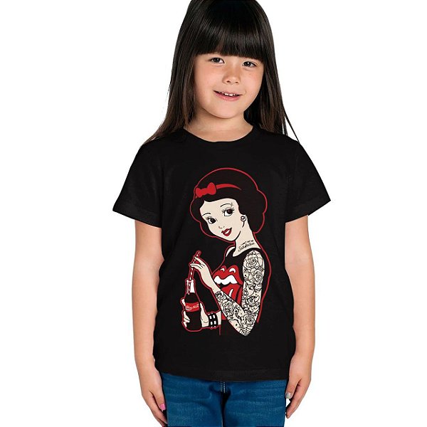 Camiseta Branca de Neve Unissex Infantil Preta