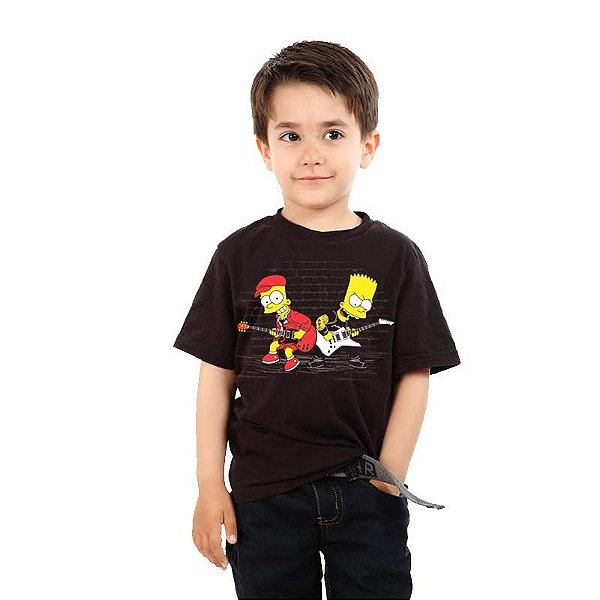 Camiseta Bart Simpsons Duelo de Guitarras Unissex Infantil