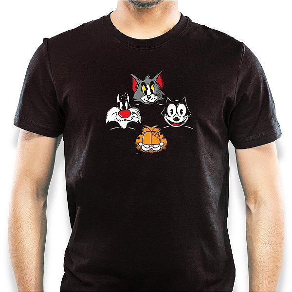 Camiseta rock Cat Rhapsody de mangas curtas tamanho adulto na cor preta