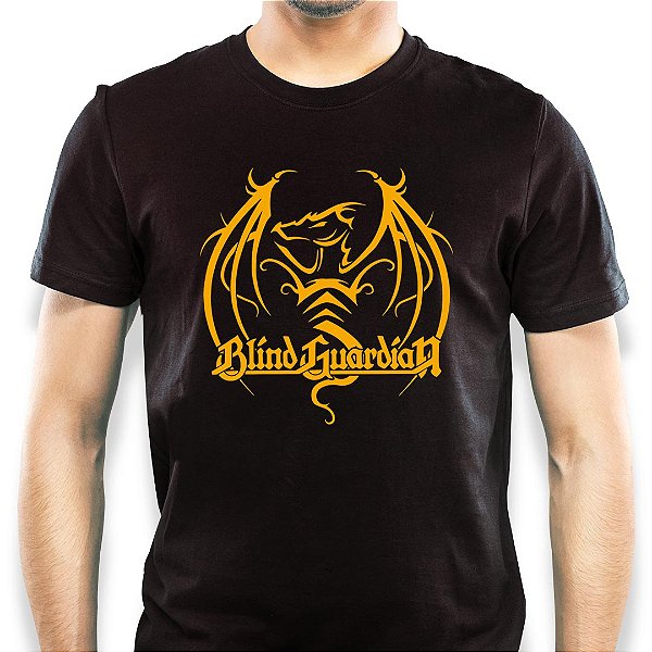 Camiseta Blind Guardian tamanho adulto commangas curtas na cor preta