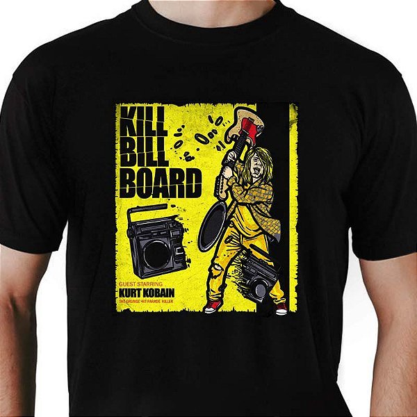 Camiseta rock Kurt Kill billboard tamanho adulto com mangas curtas na cor Preta