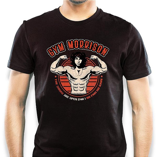 Camiseta GYM Morrison tamanho adulto com mangas curtas na cor preta