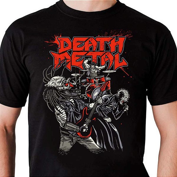 Camiseta rock  Death Metal tamanho adulto com mangas curtas na cor preta Premium