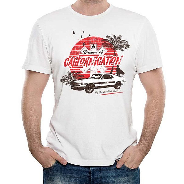 Camiseta rock Red Hot Californication tamanho adulto com mangas curtas na cor branca
