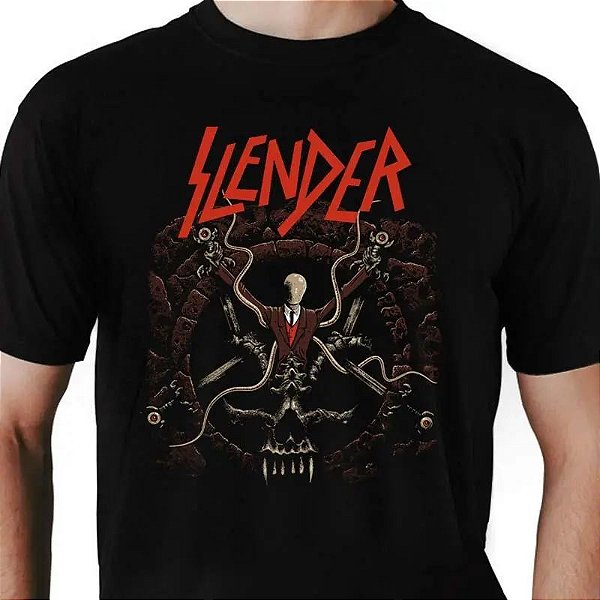 Camiseta rock Slayer Slender tamanho adulto com mangas curtas na cor preta Premium