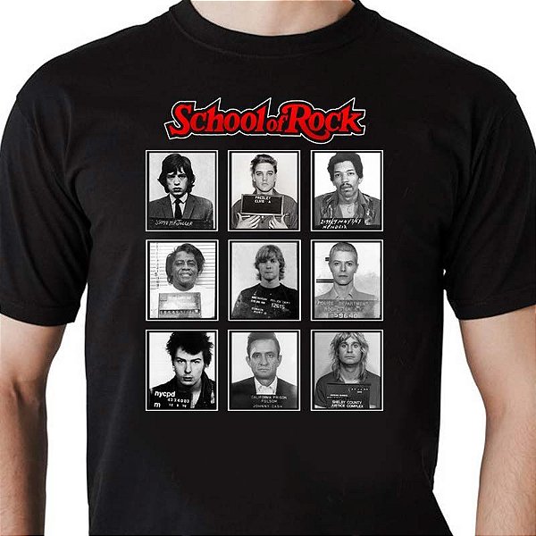 Camiseta School of Rock Jail Version Premium tamanho adulto de mangas curtas na cor preta
