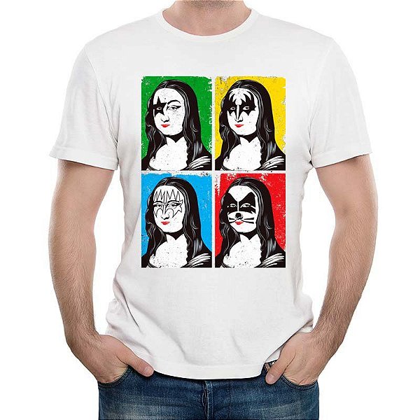 Camiseta rock Kiss Mona Kissa tamanho adulto com mangas curtas na cor branca premium