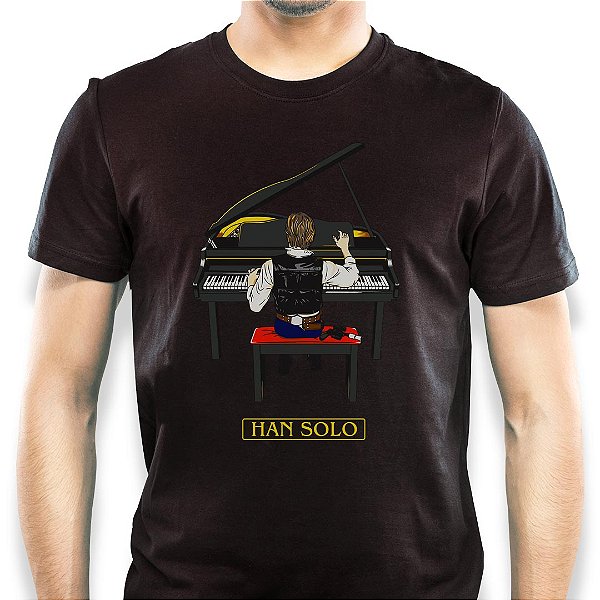 Camiseta rock Han Solo Piano Bar tamanho adulto com mangas curtas na cor preta Premium