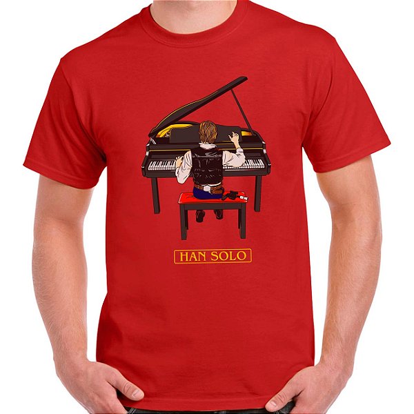 Camiseta rock Han Solo Piano Bar tamanho adulto com mangas curtas na cor vermelha Premium