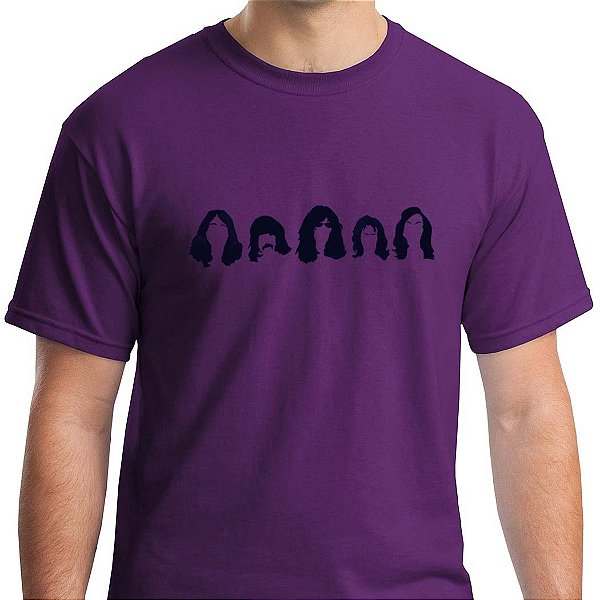 Camiseta rock Deep Purple Faces tamanho adulto com mangas curtas na cor vermelha Premium