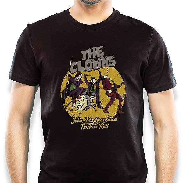 Camiseta rock Coringas tamanho adulto com mangas curtas na cor Preta Premium