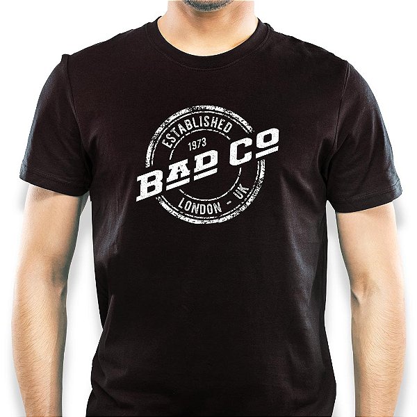 Camiseta Bad Company Logo Vintage tamanho adulto com mangas curtas na cor preta Premium
