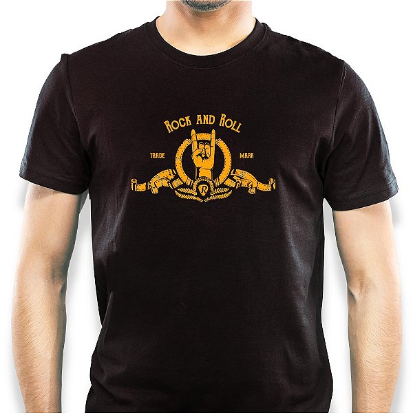 Camiseta Rock n Roll Trade Mark tamanho adulto com mangas curtas na cor preta Premium