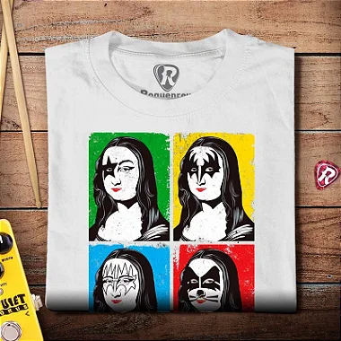 Oferta Relâmpago - Camiseta M Masculina Branca Mona Lisa Kiss Premium