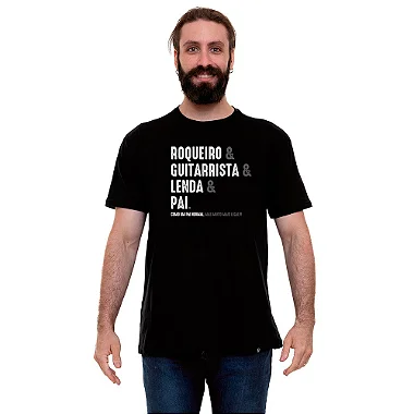 Oferta Relâmpago - Camiseta GG Masculina Preta Pai & Guitarrista & Lenda Premium