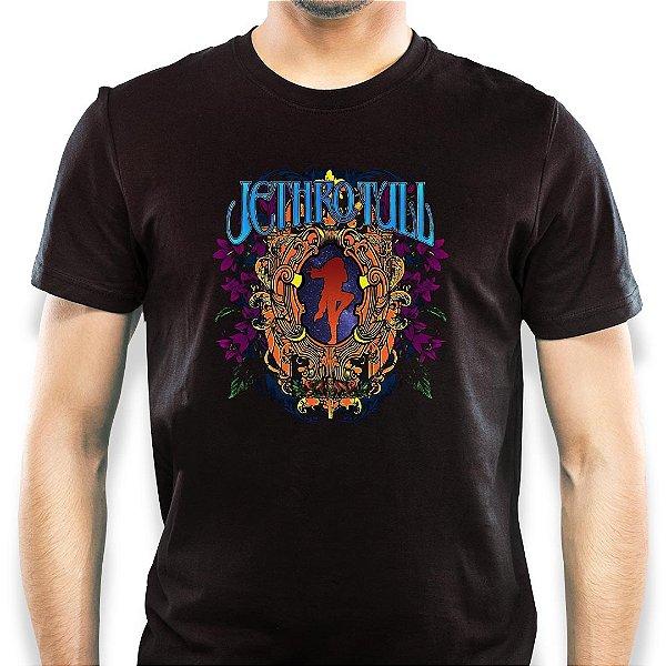 Camiseta Jethro Tull tamanho adulto com mangas curtas na cor Preta Premium