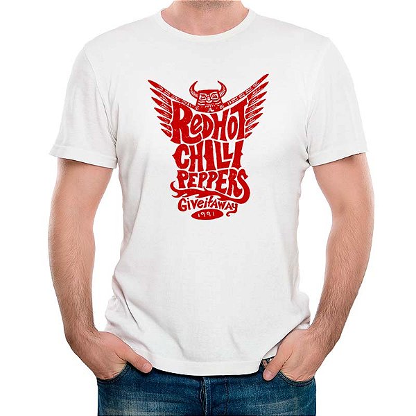 Camiseta Red Hot Chili Pepppers Give it Away tamanho adulto com mangas curtas na cor Branca Premium