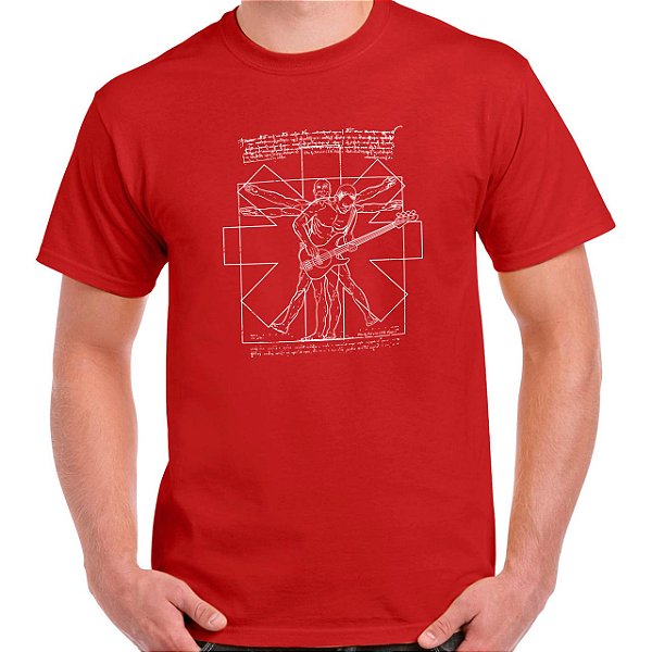 Camiseta Flea Vitruviano na cor Vermelha o no tamanho adulto com mangas curtas Premium
