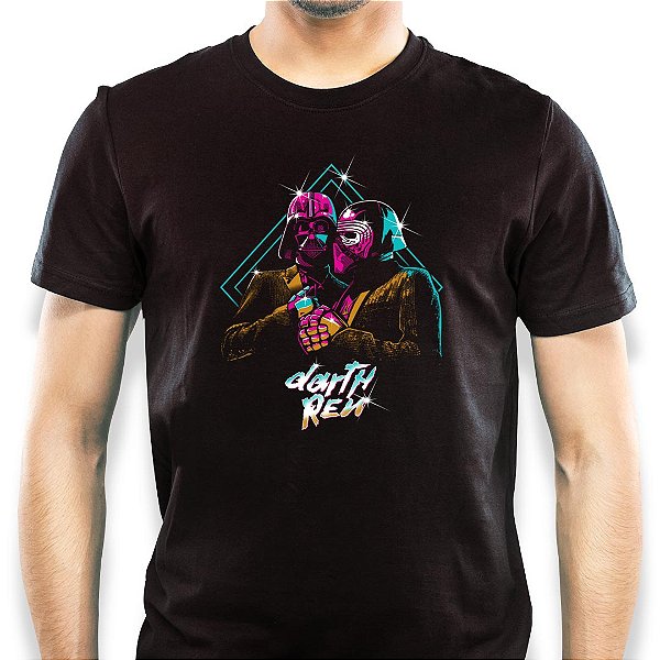 Camiseta Daft Punk Darth Ren Premium com mangas curtas na cor Preta
