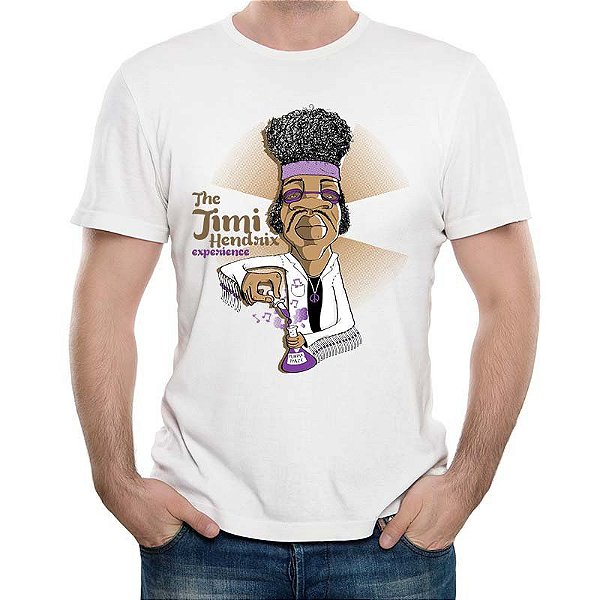 Camiseta para adulto com mangas curtas na cor branca Jimi Hendrix Purple Haze Premium