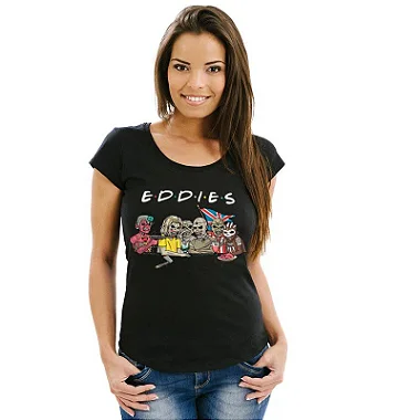 Oferta Relâmpago - Camiseta GG Feminina Preta Eddies Friends Premium