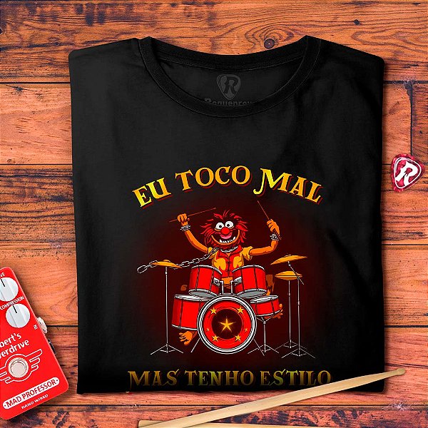 Oferta Relâmpago - Camiseta G e GG Masculina Preta Toco Mal mas tenho Estilo Drums Premium