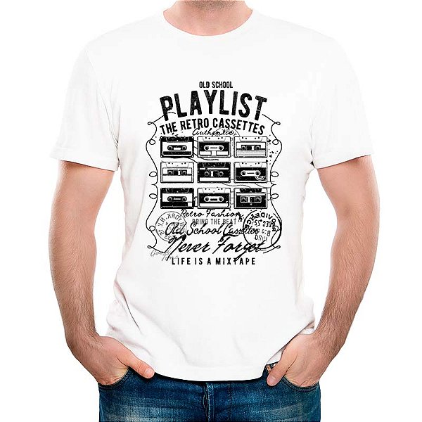 Camiseta Old School Playlist Branca