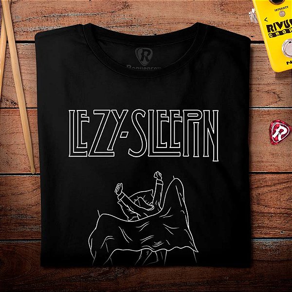 Oferta Relâmpago - Camiseta GG masculina premium Led Zeppelin Lazy Sleepin de mangas curtas tamanho adulto na cor preta