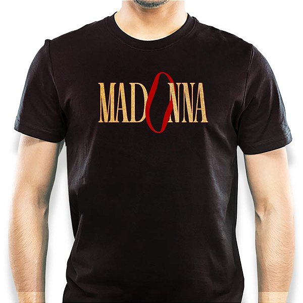 Camiseta preta Madonna The Celebration Tour Logo Dourada Premium