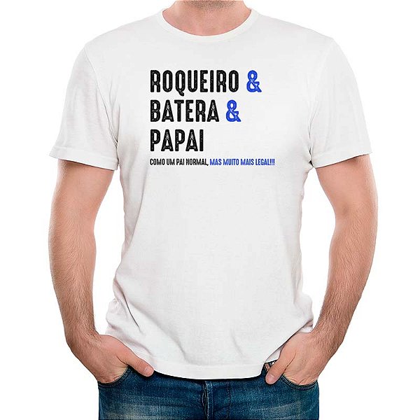 Camiseta Pai Batera tamanho adulto com mangas curtas na cor branca premium