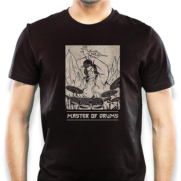 Camiseta Master of Drums tamanho adulto com mangas curtas na cor preta premium