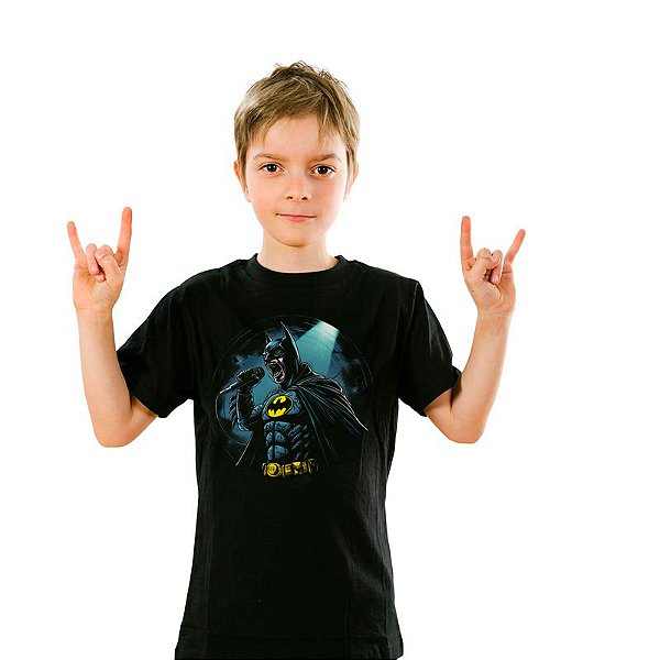 Camiseta Batman Rock Star Unissex Infantil Preta