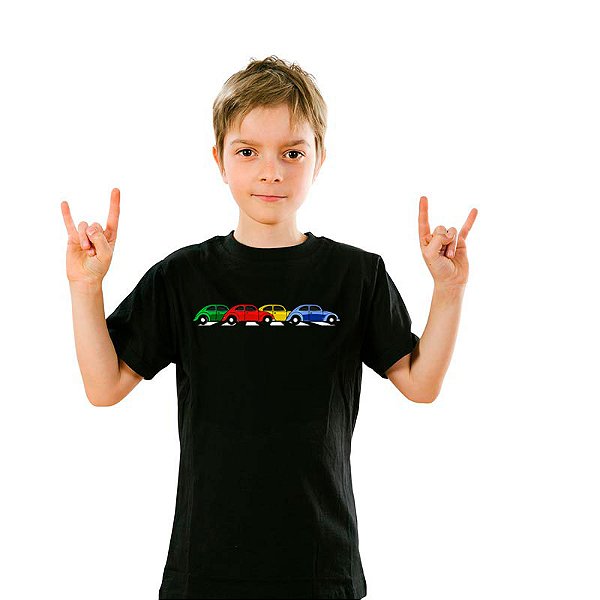 Camiseta Fuscas New Beetle Abbey Road Unissex Infantil Preta