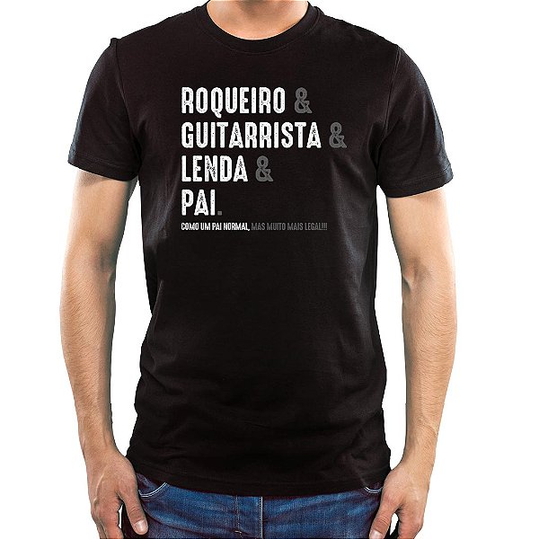 Camiseta Pai Guitarrista tamanho adulto com mangas curtas na cor preta premium