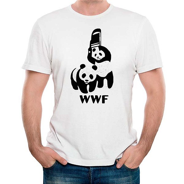 Camiseta Pandas WWF tamanho adulto com mangas curtas na cor branca premium