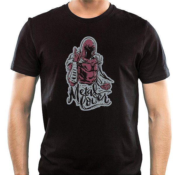 Camiseta Metal Lover tamanho adulto com mangas curtas na cor preta premium